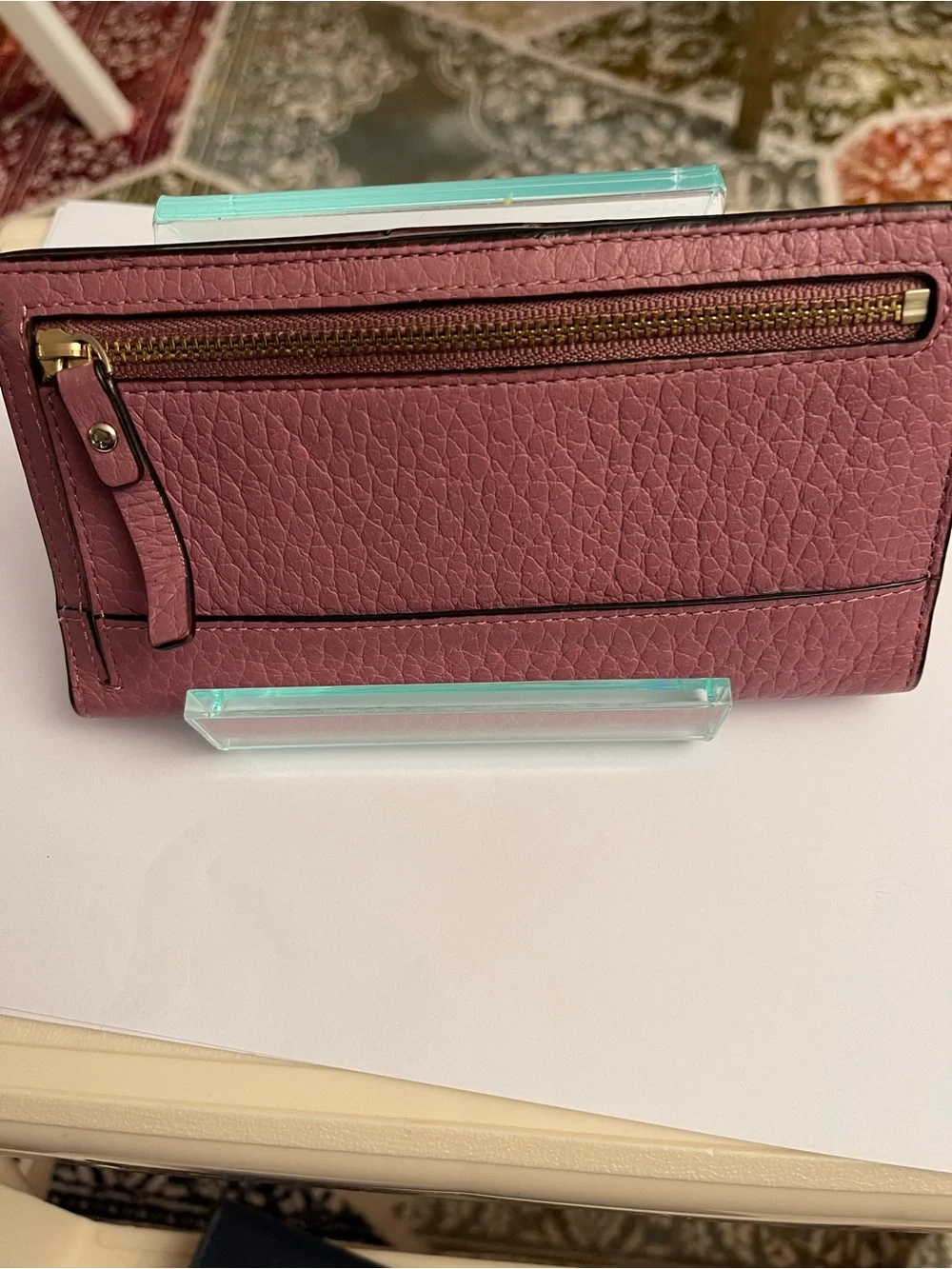 kate spade Pebbled Leather Wallet in Dusty Rose